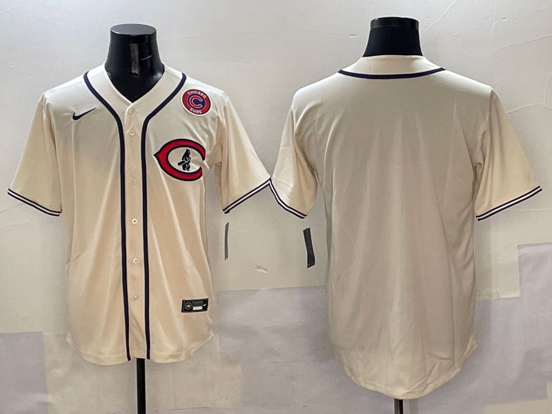 Men Chicago Cubs Blank Cream Throwback 2025 Nike MLB Jersey style 3->chicago cubs->MLB Jersey